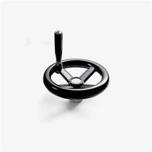 Handwheel, 4-spokes with visible hub and revolving handle